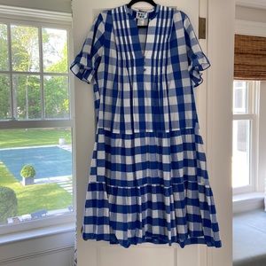 Whit Two Blue and White Gingham Dress, size medium